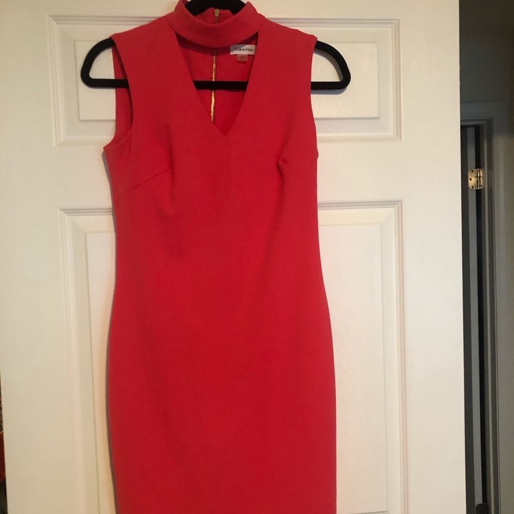 Below knee Calvin Klein dress - bright pink!